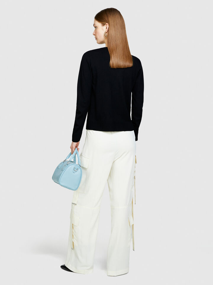 Solid colored sweater - women's crew neck sweaters - Black | Sisley image number 3